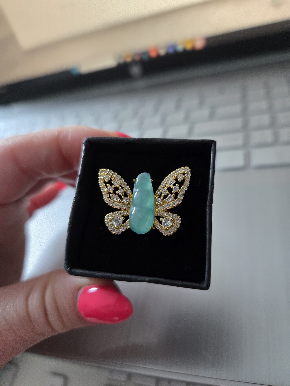 JADE Butterfly Adjustable Ring - Picture 3 of 3